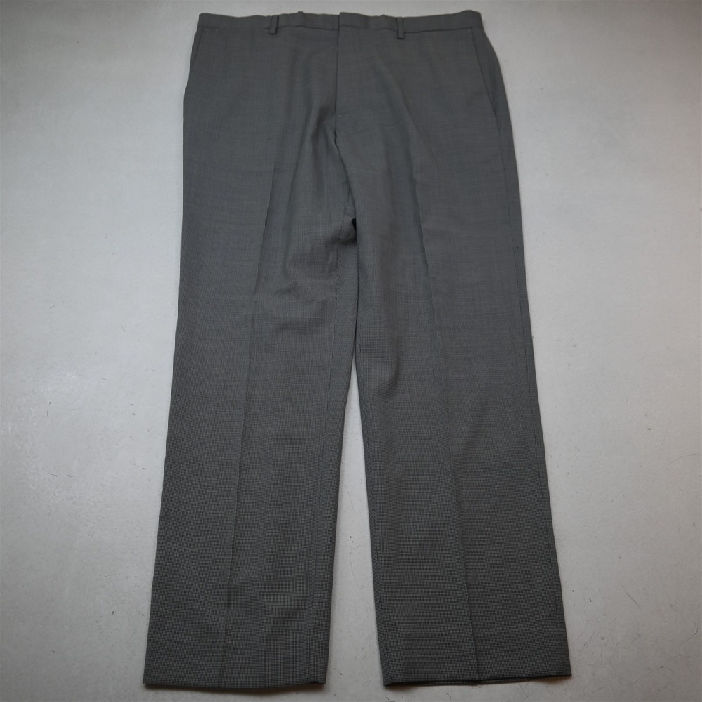 Banana Republic 38x32 Gray 100% Wool Check 175363 Modern Slim Dress Mens Pants